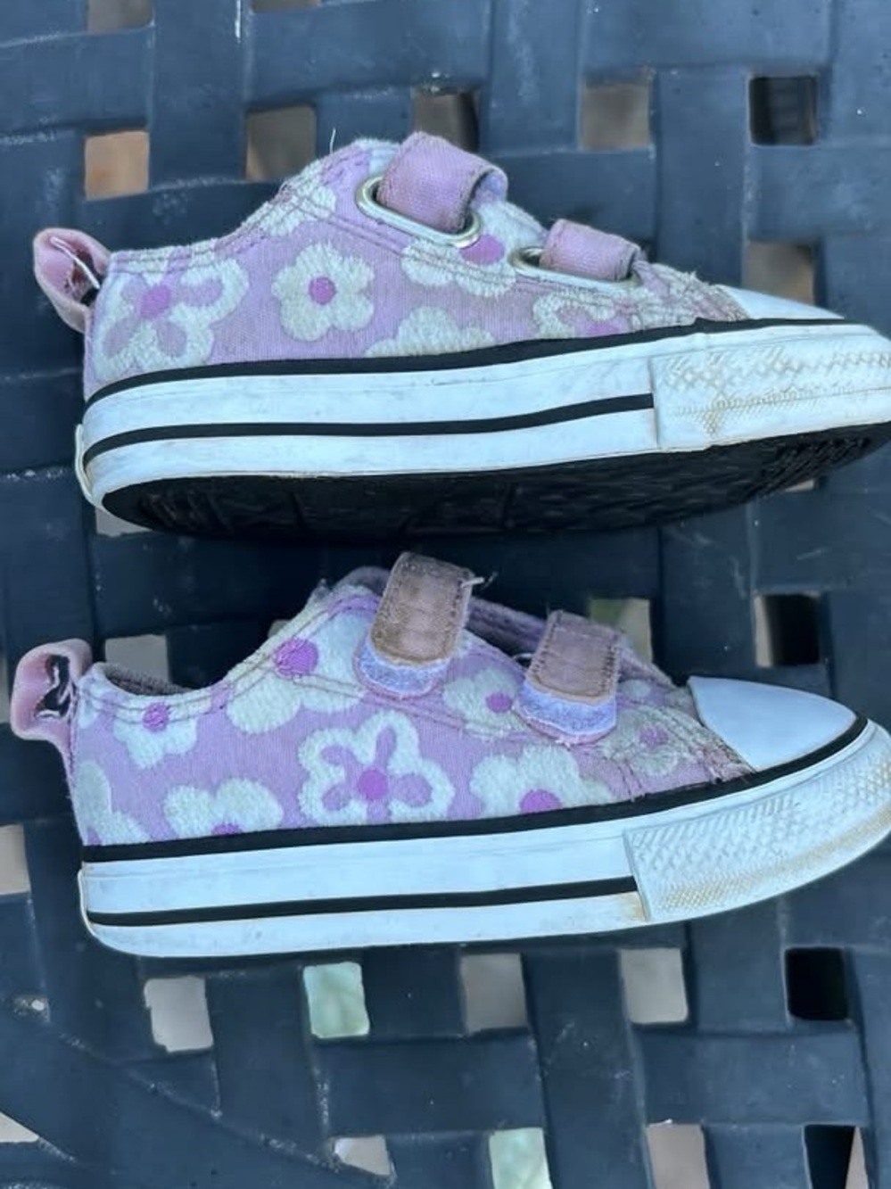 Converse Kids Pink Floral Canvas Velcro Sneakers